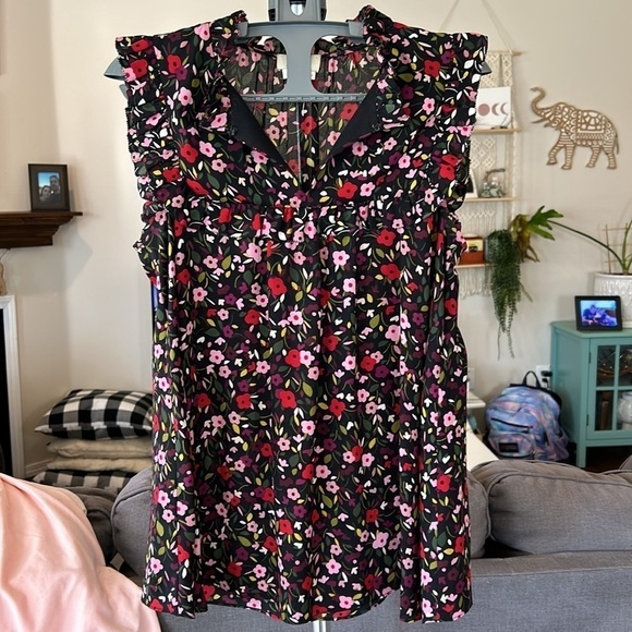 Kate Spade Floral Ruffle Trim Blouse/Top - Picture 14 of 17